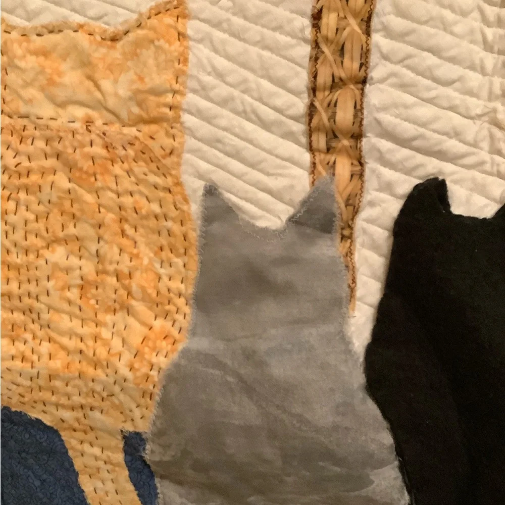 Unique handmade cat, kitties, wall hanging. Hand sewn. Perfect for the cat lover